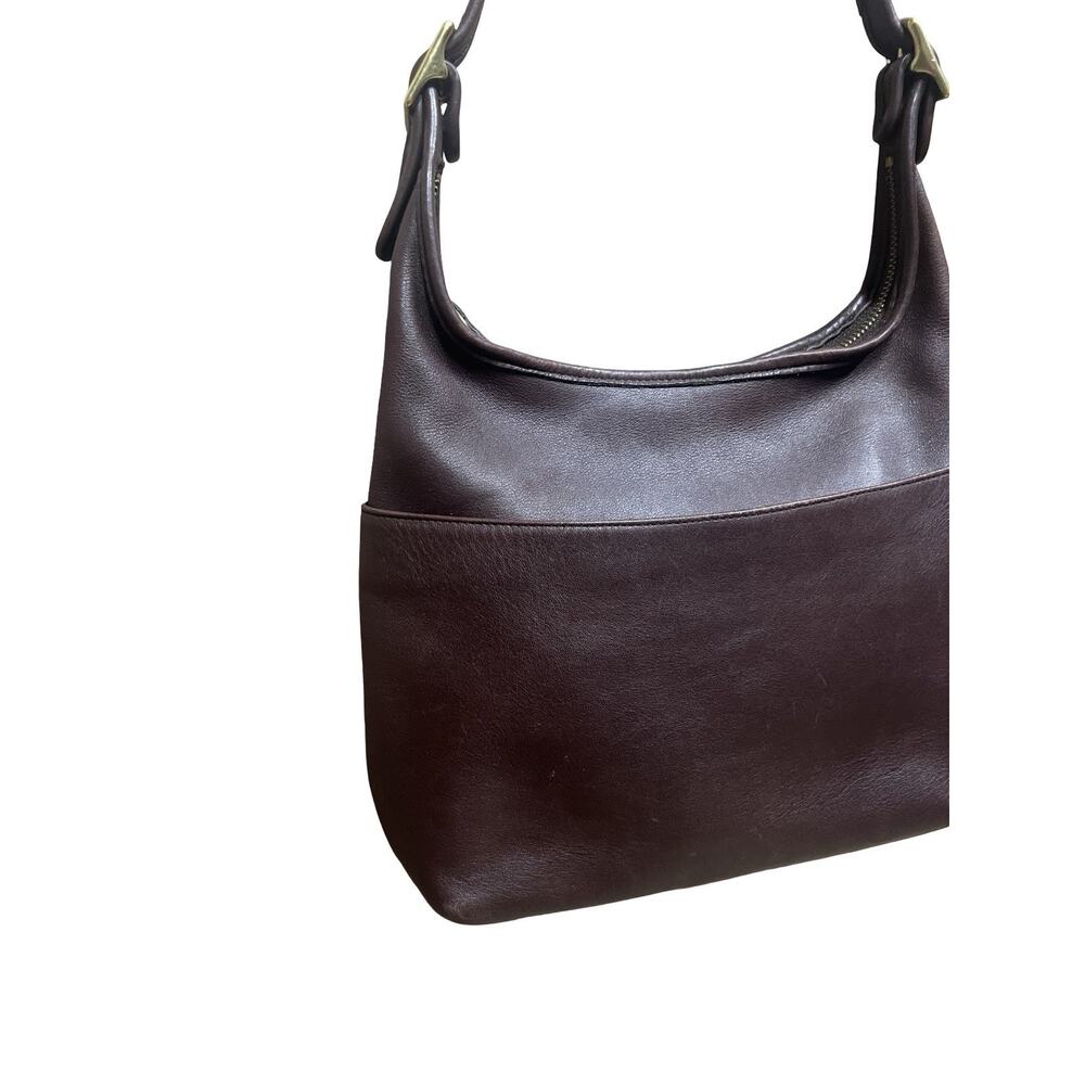 COACH VTG #9058 Legacy Leather Zip Top Hobo Shoulder Bag Dark Brown USA Brass - Picture 4 of 15
